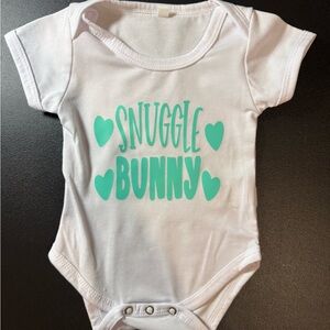 White "Snuggle Bunny" Short Sleeve Baby One-Piece